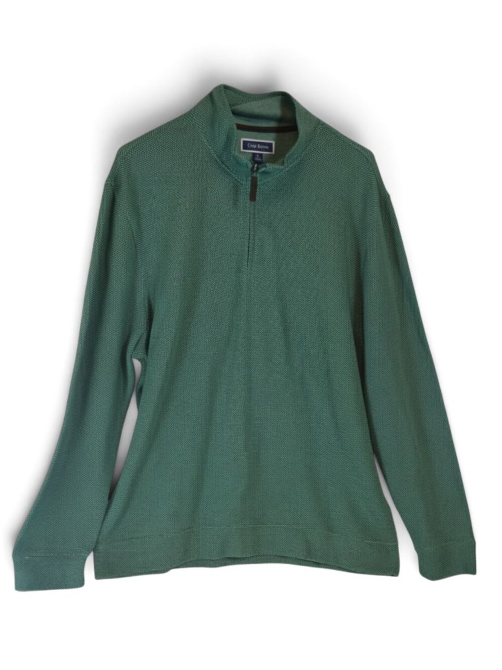 Club Room Men’s XL Green Quarter Zip Pullover Sweater Cotton Blend
